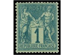 * FRANCIA. Yv.61. 1876-78. 1 Cto. Verde. MAGNÍFICO EJEMPLAR. Yvert.200€. - Autres & Non Classés