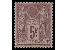 * FRANCIA. Yv.95. 1877-81. 5 Fr. Violeta S. Lila. Excelente Centraje. Yvert.480€. - Autres & Non Classés