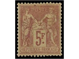 * FRANCIA. Yv.95. 1877-80. 5 Fr. Lila. Goma Original. Excelente Centraje. Cert. VON DER WEID. Yvert.480€. - Autres & Non Classés