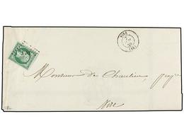 FRANCIA. Yv.12. 1859. VIRE A NICE. 5 Cts. Verde, Grandes Margenes. MUY BONITO. - Autres & Non Classés