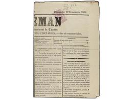 FRANCIA. Yv.P-1. 1869 (19 Diciembre). Periodico Completo LE LEMAN De THONON Circulado Con Sello De 2 Cts. Lila. - Autres & Non Classés