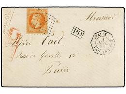 FRANCIA. Yv.31. 1870. Circulada A PARÍS. 40 Cts. Naranja, Mat. ANCLA Y Fechador Octogonal ITALIE/PAQ. FR. X Nº 2 (Salles - Autres & Non Classés