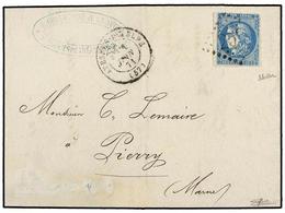 FRANCIA. Yv.45. 1871. TRELON A PIERRY. 20 Cts. Azul Tipo II ´perçe En Lignes´. F. Scheller. - Autres & Non Classés