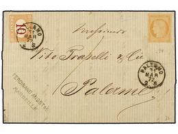 FRANCIA. 1872. MARSELLA A PALERMO (Italia). Circulada Con Sello De Francia De 40 Cts. Naranja, No Matasellado Por Estar - Autres & Non Classés