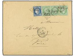 FRANCIA. Yv.35 (3), 60. 1873. ST. DENIS S. SEINE A VARSE. 5 Cts. Verde S. Azul (3) Y 25 Cts. Azul. RARA Combinacion De F - Autres & Non Classés