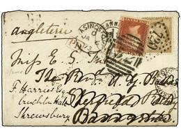 FRANCIA. Yv.56. 1873. CANNES To GREAT BRITAIN. 30 Cts. Brown Redirected With Great Britain 1 P. Red Stamp. - Autres & Non Classés