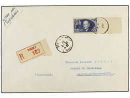 FRANCIA. Yv.398. 1938 (28-6). PARIS To ST. CROIX AUX MINES. 50 Fr. Blue. Cover To Important Collector MAURICE BURRUS. Ra - Autres & Non Classés
