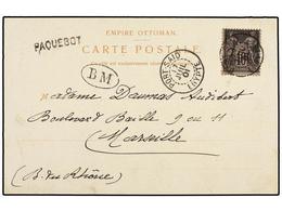 FRANCIA. 1901. PORT SAID A MARSELLA. 10 Cts. Negro, Mat. PORT-SAID/EGYPTE Y Marca Lineal PAQUEBOT (Salles 972). - Autres & Non Classés