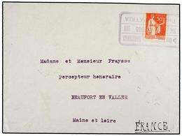 FRANCIA. 1935. ATENAS A FRANCIA. 50 Cts. Rojo, Mat. Rectangular CIA. DES MESSAGERIES MARITIMES/PAQUEBOT:PATRIA. MUY BONI - Autres & Non Classés