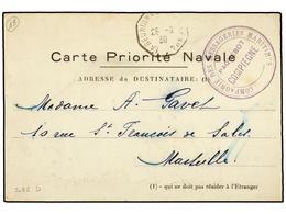 FRANCIA. 1939. Carte Priorité Navale Enviada A FRANCIA. Fechador Octogonal LA REUNION A MARSELLE Y Marca Circular COMPAG - Autres & Non Classés