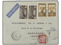 CONGO FRANCES. 1935. POINTE NOIRE A FRANCIA. 50 Cts. (2) Y 1 Fr. (2) (Gabon), Tasada A La Llegada Con Sello Francés De 3 - Otros & Sin Clasificación