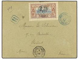 COSTA DE LOS SOMALIES. 1899. DJIBOUTI A FRANCIA. 40 Cts. S. 4 Cts. Castaño Y Azul. Carta Certificada, Al Dorso Llegada. - Otros & Sin Clasificación