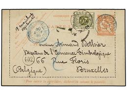 COSTA DE LOS SOMALIES. 1904. DJIBOUTI A BÉLGICA. Entero Postal Francés De 15 Cts. Naranja Tasada A La Llegada Con Sello - Otros & Sin Clasificación