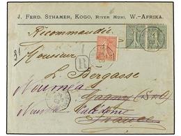 GUINEA BISSAU. 1905. KOGO (Rio Muni, Guinea) A FRANCIA Y Reexpedida A NOUMEA (Nueva Caledonia) Circulada Con Sellos Fran - Otros & Sin Clasificación