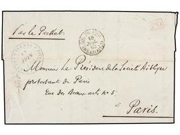 GUAYANA FRANCESA. 1862. CAYENNE A PARIS. Fechador CAYENNE/GUYANE FRANCAISE. Circulada Por Buque Britanico, Fechador De E - Otros & Sin Clasificación