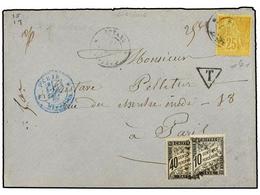 GUAYANA FRANCESA. Ce.53. 1883. Cover To PARIS Franked By General Issues 1881 Dubois 25c. Yellow Bistre Tied By Faint Cds - Autres & Non Classés