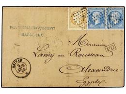 LEVANTE: CORREO FRANCES. Ce.21, 22. 1864 (Sept. 9th). Entire Letter From MARSEILLE To ALEXANDRIA Franked By 1862 10c. Bi - Autres & Non Classés