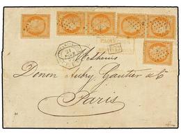 LEVANTE: CORREO FRANCES. 1872. CONSTANTINOPLA A PARÍS. 40 Cts. Naranja (6), Mat. ANCLA Y Fechador CONSTANTINOPLE/PAQ. FR - Otros & Sin Clasificación