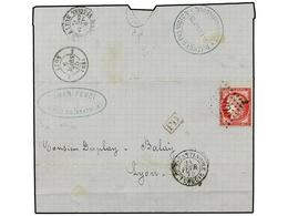 LEVANTE: CORREO FRANCES. Ce.57. 1875 (Feb. 20). Cover From BROUSSE To LYON, Mailed Via Forwarding Agent´s With Blue Circ - Andere & Zonder Classificatie