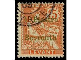 ° LEVANTE: CORREO FRANCES. Yv.27. 1905. 1 Pi. S. 15 Cts. Naranja. Bonito Ejemplar En Usado. F. E. Diena. Yvert.350€ - Otros & Sin Clasificación