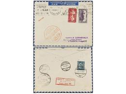 LIBANO. 1939 (3-III). BEYROUTH A POLAND. 3 P. Rojo, 10 P. Lila, Marca 1er. SERVICE AERIEN/BEYROUTH-ATHENES-VARSOVIE/3-MA - Otros & Sin Clasificación