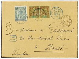 MADAGASCAR. 1906. DIEGO SUAREZ A FRANCIA. 5 Cts. Verde Y 20 Cts. Verde (2). Carta Certificada, Al Dorso Llegada. - Other & Unclassified