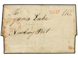 MARTINICA. 1808 (21-Enero). ST. PIERRE A NEWBURY (USA). Carta Completa, Fechador De Entrada N. BEDFORD Ms. Y SHIP Y Tasa - Other & Unclassified