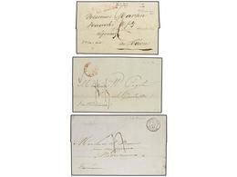 MARTINICA. 1826-42. DESINFECTED MAIL Grup Of Three Covers From ST. PIERRE With Desinfected Cuts. - Otros & Sin Clasificación