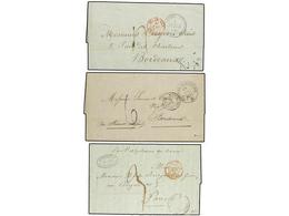 MARTINICA. 1846-66. Conjunto De 6 Cartas De SAINT PIERRE A FRANCIA Con Diferentes Marcas De Tasa ´4´, ´6´, ´8´, ´9´, ´12 - Andere & Zonder Classificatie