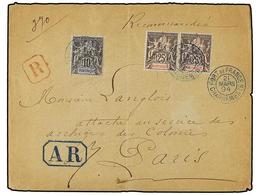 MARTINICA. 1894 (March 21). Registered-AR Cover To PARIS Franked By 1892 10c. Black On Lilac And 25c. Black On Rose Pair - Other & Unclassified