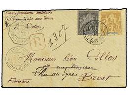 MARTINICA. 1895. Registered Military Mail Envelope To France Bearing 10 C Black (Yvert 35) And 30 C Brown (Yvert 39) Tie - Other & Unclassified