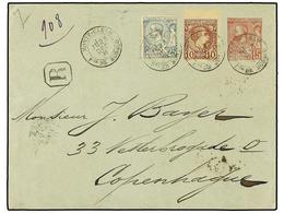 MONACO. 1891. MONTECARLO A DINAMARCA. Entero Postal De 15 Cts. Rosa Con Franqueo Adicional De 10 Cts. Y 25 Cts. Carta Ce - Otros & Sin Clasificación