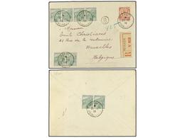 MONACO. 1919. MONACO A BÉLGICA. Entero Postal De 10 Cts. Rojo Con Franqueo Adicional De 5+5 Cts. Verde (6). Carta Certif - Other & Unclassified