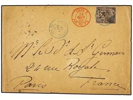 NUEVA CALEDONIA. Ce.29. 1892 (Sept 15). Cover To PARIS Franked By Diagonally Overprinted Dubois 25c.black On Rose Tied B - Altri & Non Classificati