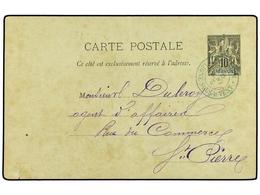REUNION. 1893. Postal Stationary Card 10 Cents Black Cancelled By LIGNE SOUS LE VENT REUNION Double Ring In Blue Address - Otros & Sin Clasificación