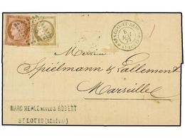 SENEGAL. Ce.18+20. 1877 (May 8). Entire Letter To MARSEILLE Franked By General Issues 1872-77 Ceres 10c. Brown On Rose A - Andere & Zonder Classificatie