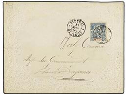 SENEGAL. 1894 (March 31). Embossed Ladies´ Envelope Addressed To Dagana Franked By 1892 15c. Blue Tied By ´St. Louis´ Cd - Other & Unclassified