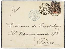 SENEGAL. Yv.15. 1895. DAKAR A FRANCIA. 25 Cts. Negro Y Rojo. Fechador LIGNES/PAQ. FR. Nº2 En Azul. MUY BONITA. - Autres & Non Classés