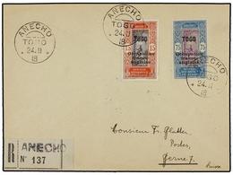 TOGO. 1918. ANECHO A SUIZA. 15 Cts. Y 75 Cts. Carta Certificada, Al Dorso Llegada. - Altri & Non Classificati