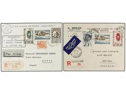 TUNEZ. 1950-52. Dos Cartas Circuladas Por Correo Aéreo En Los Primeros Vuelos PARIS-MONTREAL Y PARÍS-TOKIO. - Altri & Non Classificati