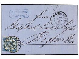 ALEMANIA ANTIGUOS ESTADOS: BADEN. Mi.25a. 1870. MANNHEIM To BIGLEN (Switzerland). 7 Kr. Blue. FINE. - Altri & Non Classificati