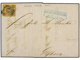 ALEMANIA ANTIGUOS ESTADOS: BRUNSWICK. Mi.6. 1857. Printed Matter Entire Letter To GIFHORN Franked By 1857 1sgr. Black On - Autres & Non Classés