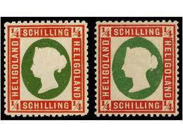 * HELIGOLAND. Mi.8a, 8b. 1875. 1/4 S. Red And Green And Rose Lilac And Green. FINE. Michel.440€. - Andere & Zonder Classificatie