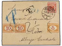 ALEMANIA. 1893. HILDESHEIM To ROME. 10 Pf. Rose, Taxed On Arrival With Italian 5 Cts. And 10 Cts. (2) Stamps. - Autres & Non Classés