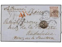 GRAN BRETAÑA. Sg.84. 1864. Entire Letter To JEREZ DE LA FRONTERA (Spain), Endorsed ´Via France´ And Franked By 1862 6 D. - Otros & Sin Clasificación