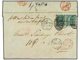 GRAN BRETAÑA. 1867(Sept 16th). Entire Letter To Piura, PERU Franked At 2s Rate For Under ½ Ounce Endorsed ´pr West India - Otros & Sin Clasificación