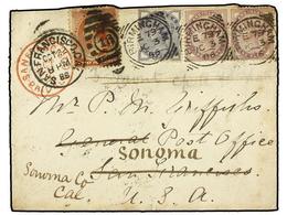 GRAN BRETAÑA. 1886. BIRMINGHAM To SAN FRANCISCO (U.S.A.). 1 D. Lilac (2) And 1/2 P. Blue Redirected To SONOMA With U.S.A - Autres & Non Classés