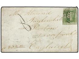 AUSTRALIA. Sg.6g. 1853. PRESTON (New South Wellew) To ENGLAND. 3 P. Green, Taxed ´8´. On Back LIBERPOOL/SHIP LETTER. - Andere & Zonder Classificatie