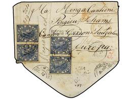 AUSTRALIA. 1866. MELBOURNE To SWITZERLAND. 6 P. Blue (4). Registered Cover, Postage Halfway Between Front And Back. - Andere & Zonder Classificatie