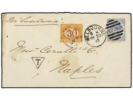 AUSTRALIA. Sc.116. 1883 (May 30). Cover To ITALY Endorsed ´per Lusitania´ Franked By 1867-78 6d. Blue Tied By MELBOURNE - Other & Unclassified